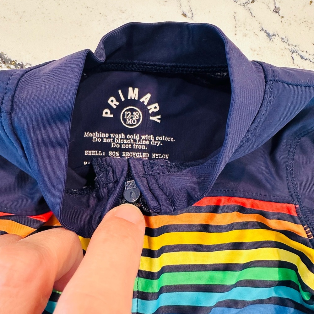 Baby 12-18m Primary Rainbow Chest Stripe Rashguard